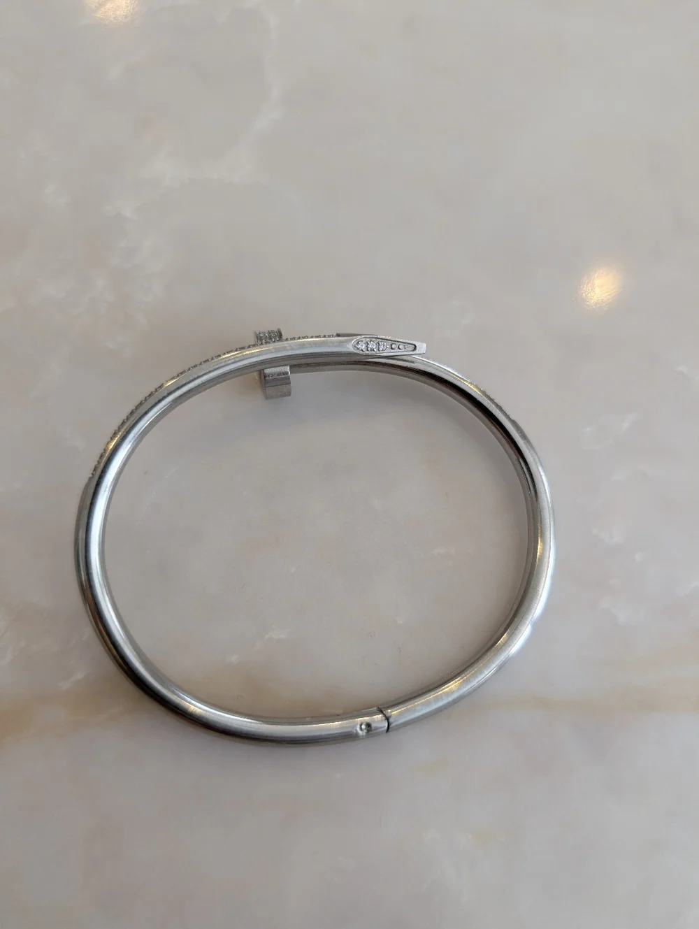 Sterling Steel Fashion Silver Women's Hinged Bangle Bracelet